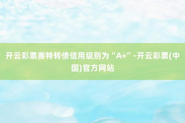 开云彩票赛特转债信用级别为“A+”-开云彩票(中国)官方网站