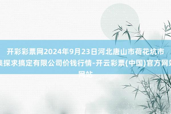 开彩彩票网2024年9月23日河北唐山市荷花坑市集探求搞定有限公司价钱行情-开云彩票(中国)官方网站